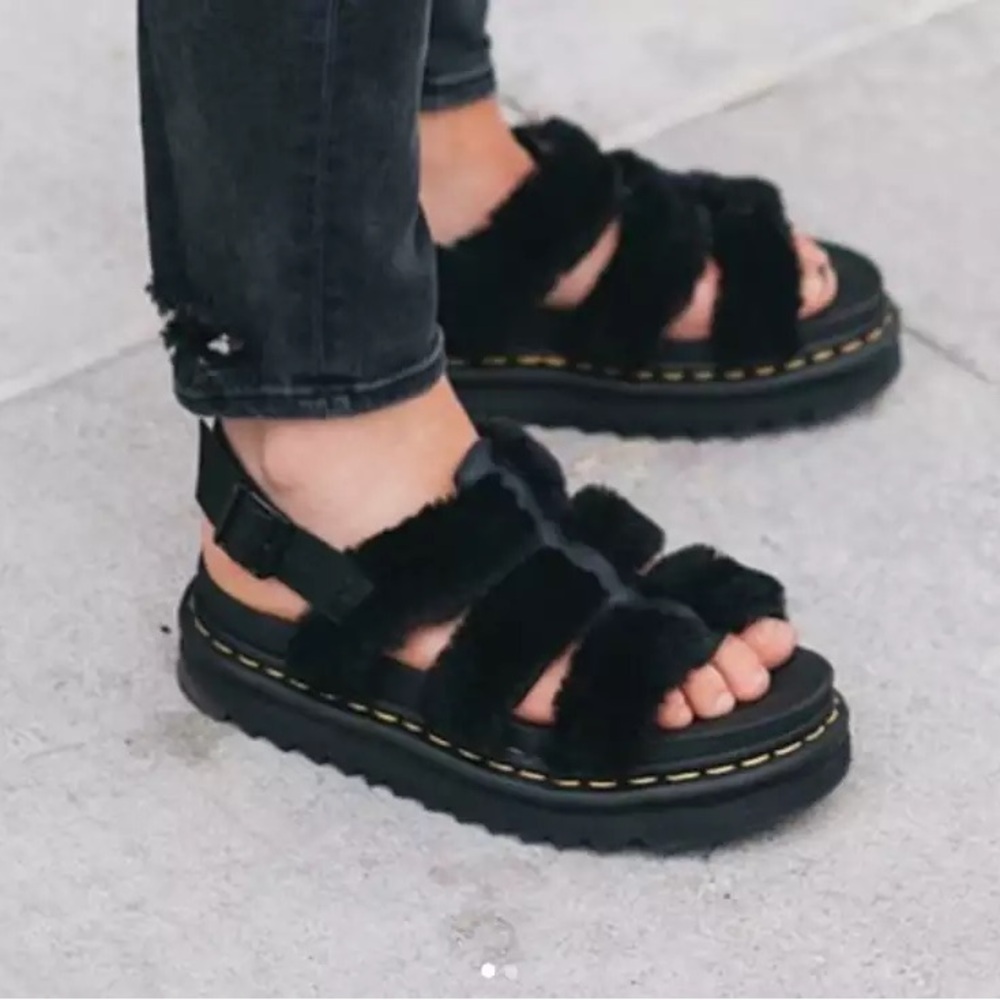 Fuzzy doc marten sandals
